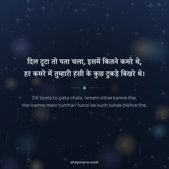 Broken Heart Shayari photo: Dil toota to pata chala, ismein kitne kamre the
