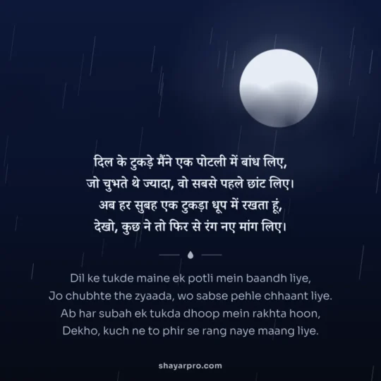 Broken Heart Shayari photo: Dil ke tukde maine ek potli mein baandh liye