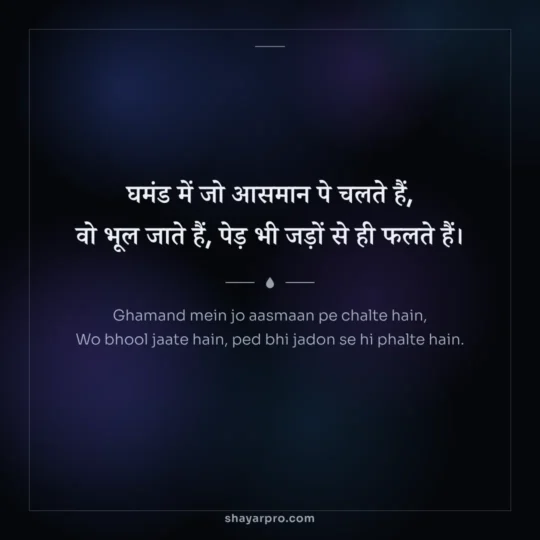 Matlabi Shayari photo: Ghamand mein jo aasmaan pe chalte hain