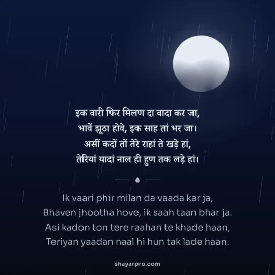 Punjabi Sad Shayari photo: Ik vaari phir milan da vaada kar ja