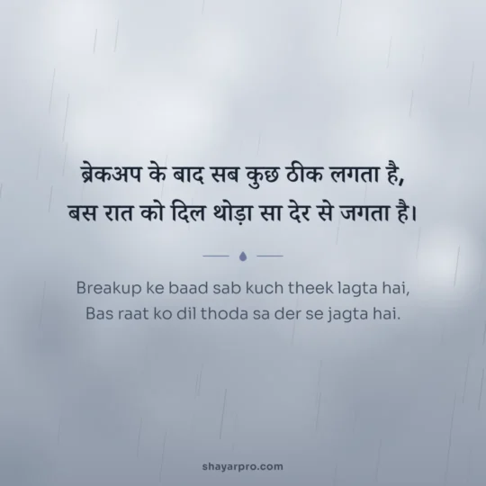Sad Shayari In English photo: Breakup ke baad sab kuch theek lagta hai